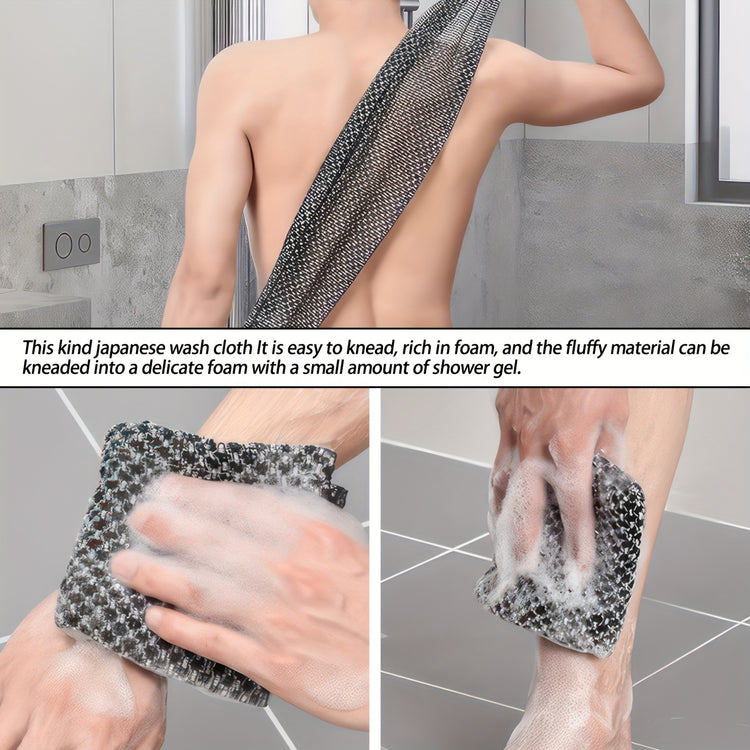 Back scrubber with sturdy strap handles for easy grip