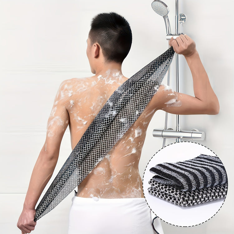 Back scrubber with sturdy strap handles for easy grip
