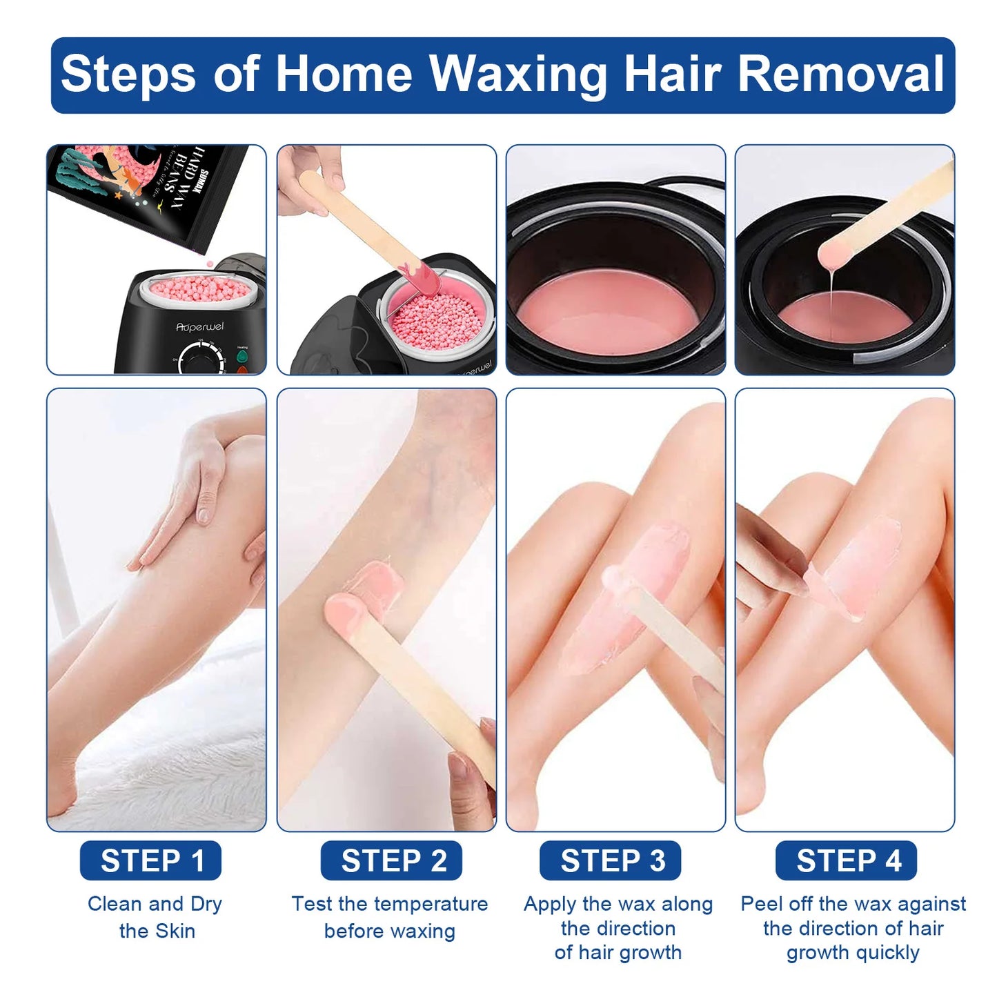 SUMAX Hard Wax Beans Hot Film Painless Hair Removal 100g for Full Body Bikini Face Legs Underarm
