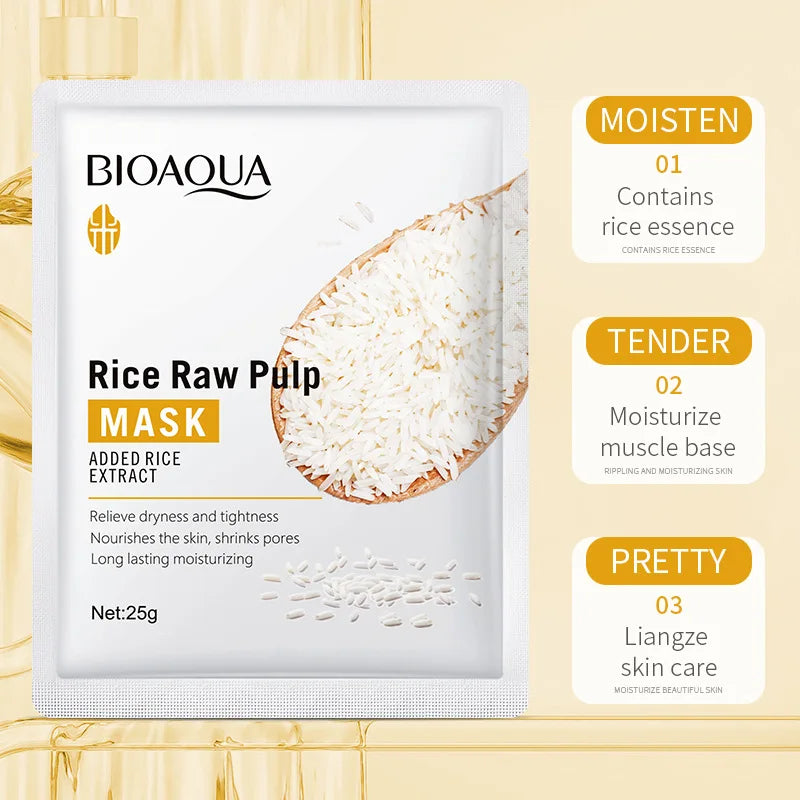 Skincare moisturizing face mask pack with 10pcs BIOAQUA rice masks
