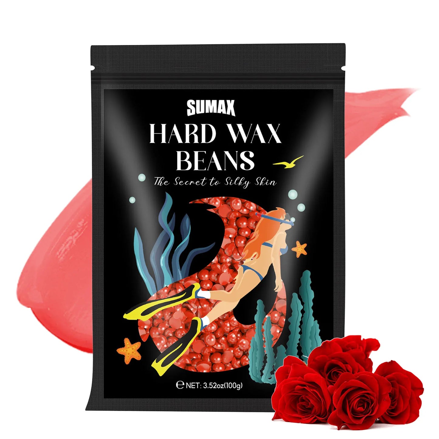 SUMAX Hard Wax Beans Hot Film Painless Hair Removal 100g for Full Body Bikini Face Legs Underarm
