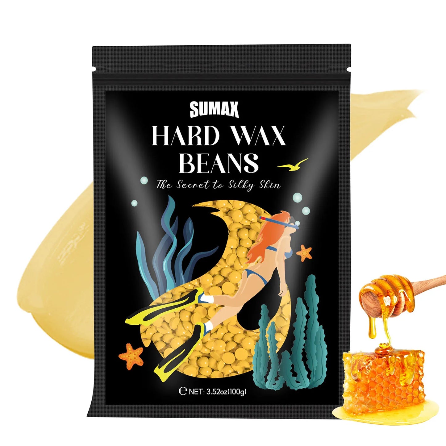 SUMAX Hard Wax Beans Hot Film Painless Hair Removal 100g for Full Body Bikini Face Legs Underarm