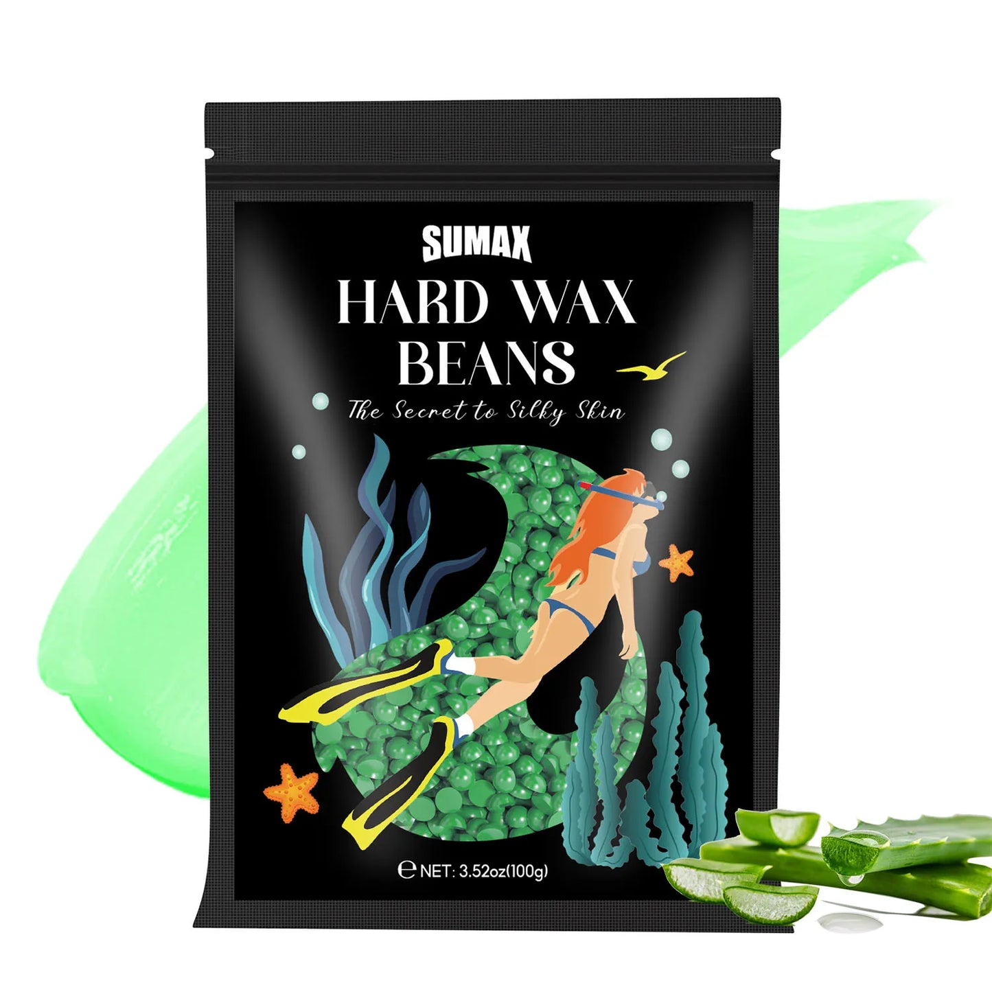 SUMAX Hard Wax Beans Hot Film Painless Hair Removal 100g for Full Body Bikini Face Legs Underarm