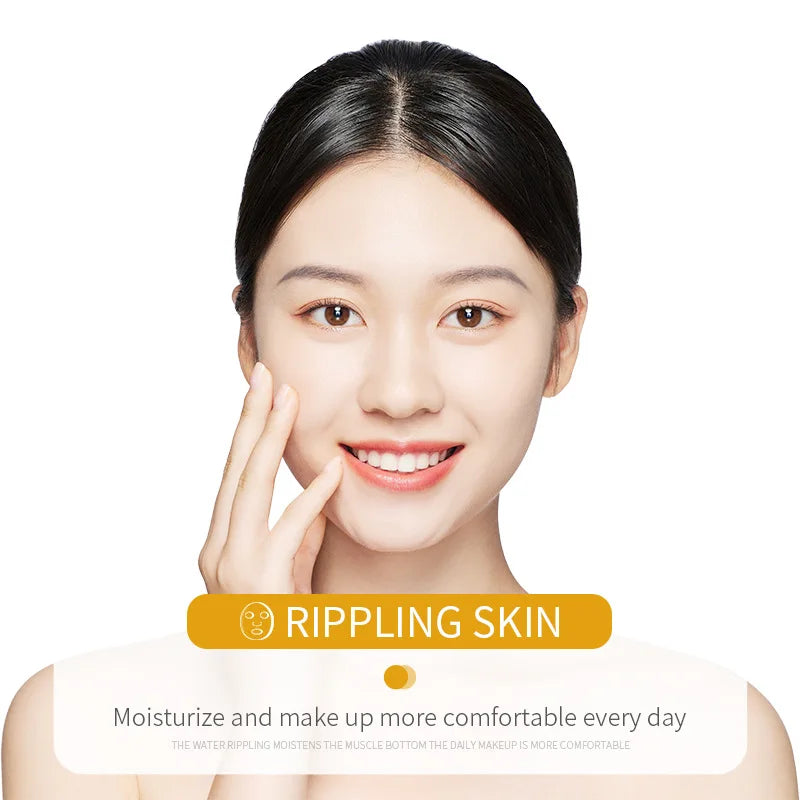 Model using hydrating Korean sheet mask for skincare