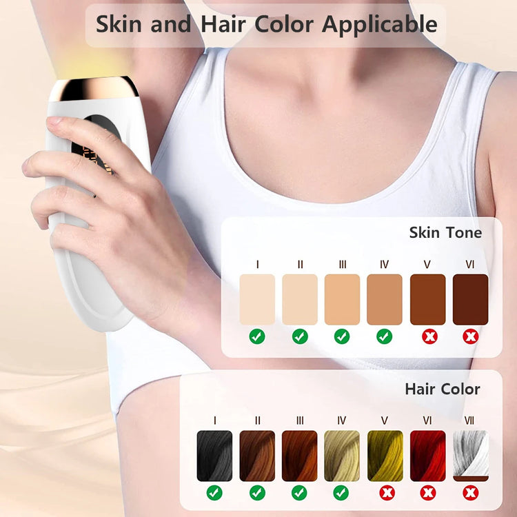Hair removal for women with painless IPL technology and 999999 flashes for long-term smooth skin.