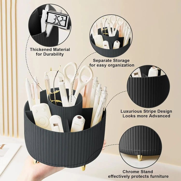 Top view of makeup brush holder showing separate slots