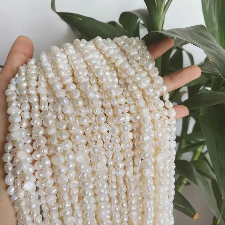 Natural freshwater pearls close-up shot”