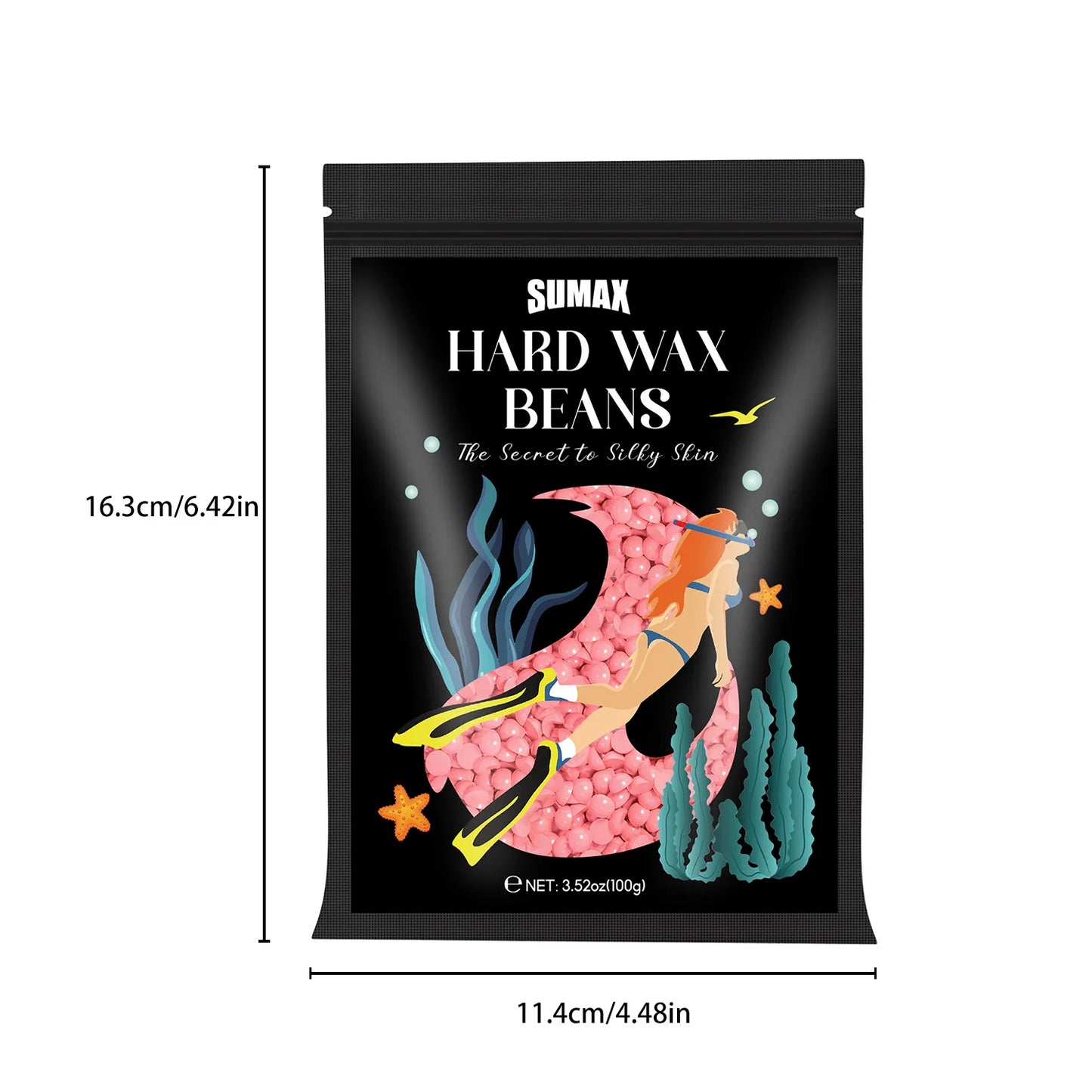 SUMAX Hard Wax Beans Hot Film Painless Hair Removal 100g for Full Body Bikini Face Legs Underarm