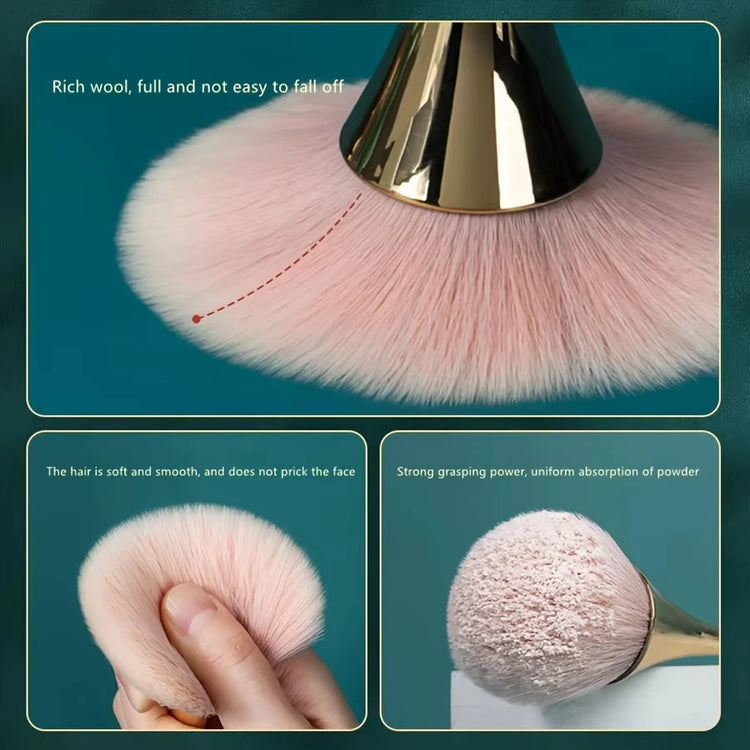 Makeup brush applying highlighter to cheekbone
