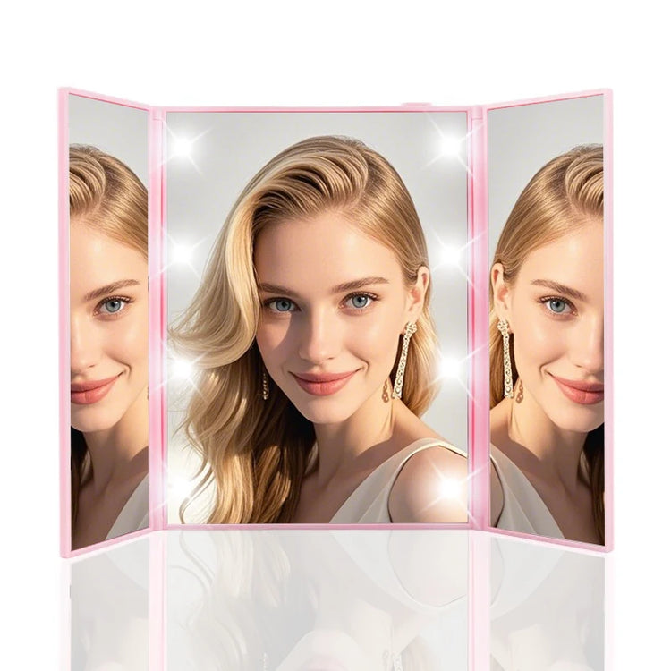 Portable compact mirror for travel with adjustable stand