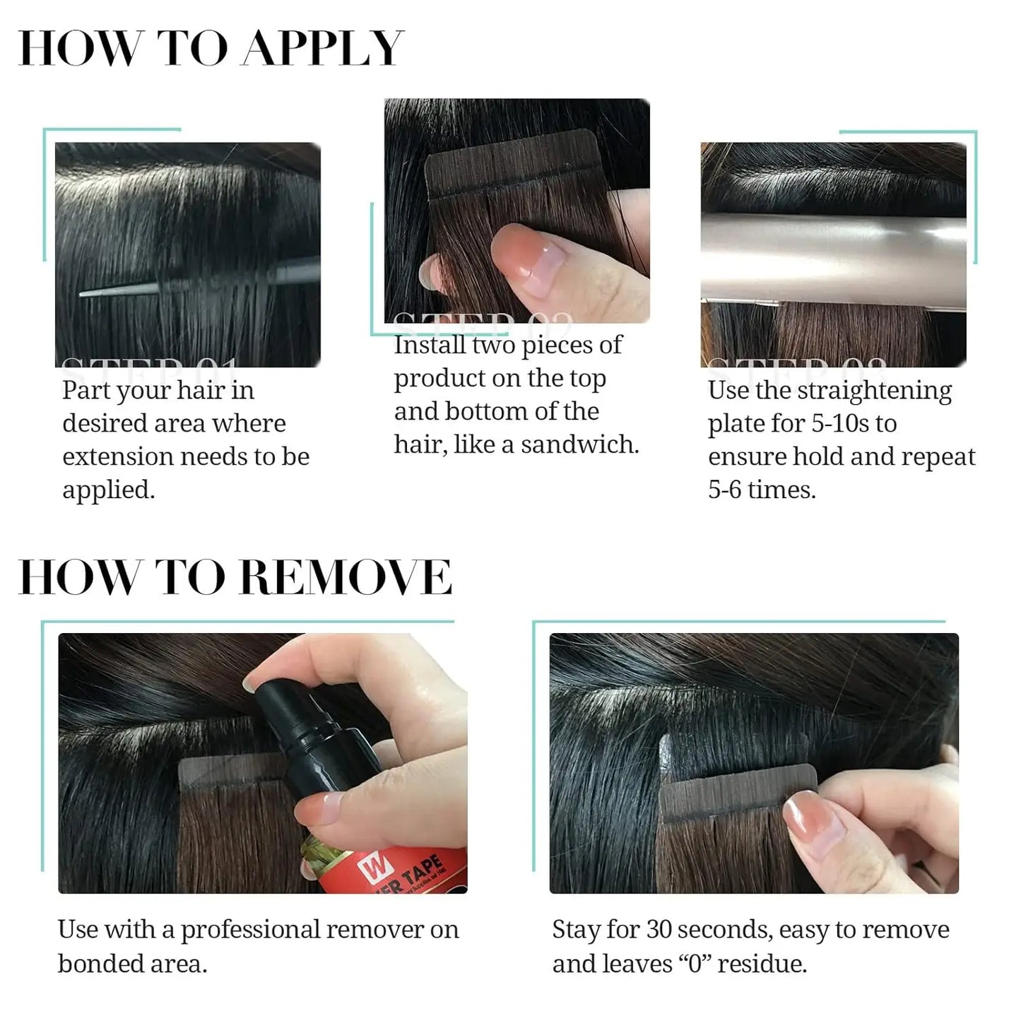 Real Human Hair Straight Tape in Human Hair Extensions Human Hair Extensions 50G/Pack for Women 20 Pcs Brazilian Hair Tape on #2