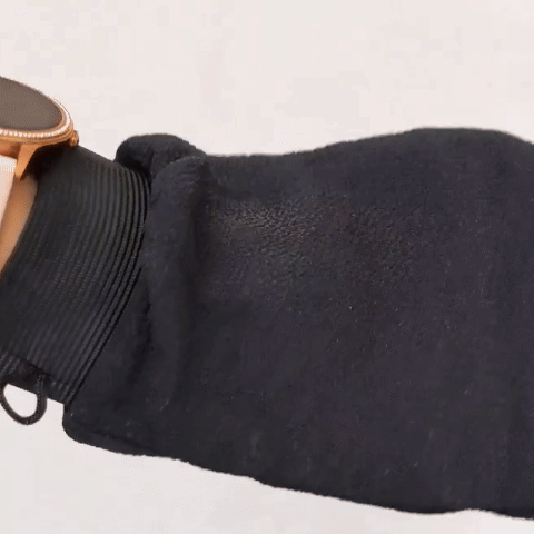 Before and after use of exfoliating glove on dry skin