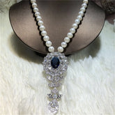Close-up of Boutique-Style Pearl Necklace with Zircon