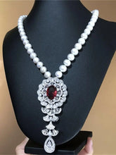 Close-up of Boutique-Style Pearl Necklace with Zircon