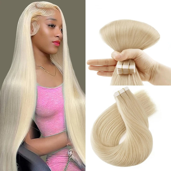 Brazilian Remy 100% Human Hair Tape In Hair Extensions Blonde 