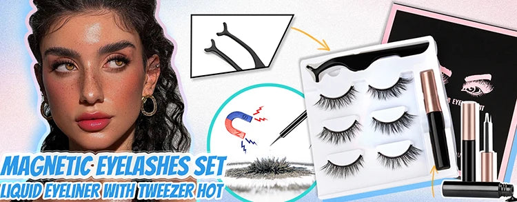 Magnetic Eyelashes – Reusable Faux Mink Natural Lashes with Tweezers Set