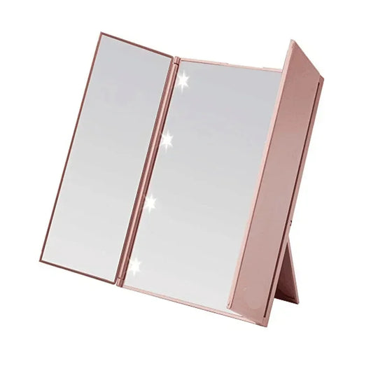 Portable compact mirror for travel with adjustable stand