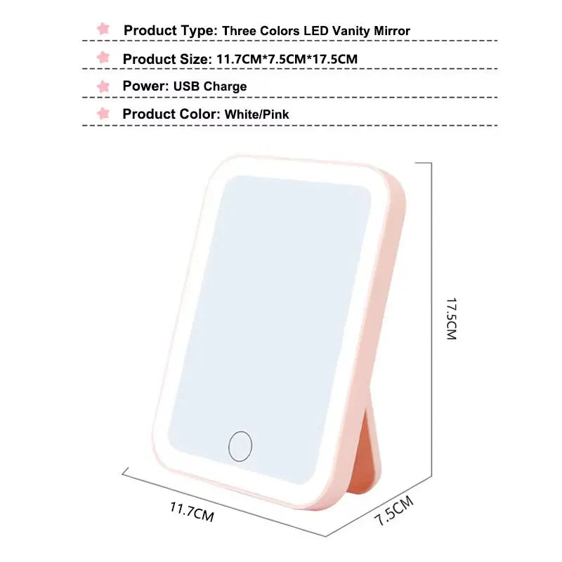 Touch screen LED mirror with 3 color light modes