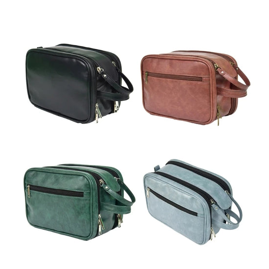 Cosmetic Bag Leather Makeup Bag Handbag for Women Girl Large Capacity Toiletry Organizer Bag for Home Travel Portable