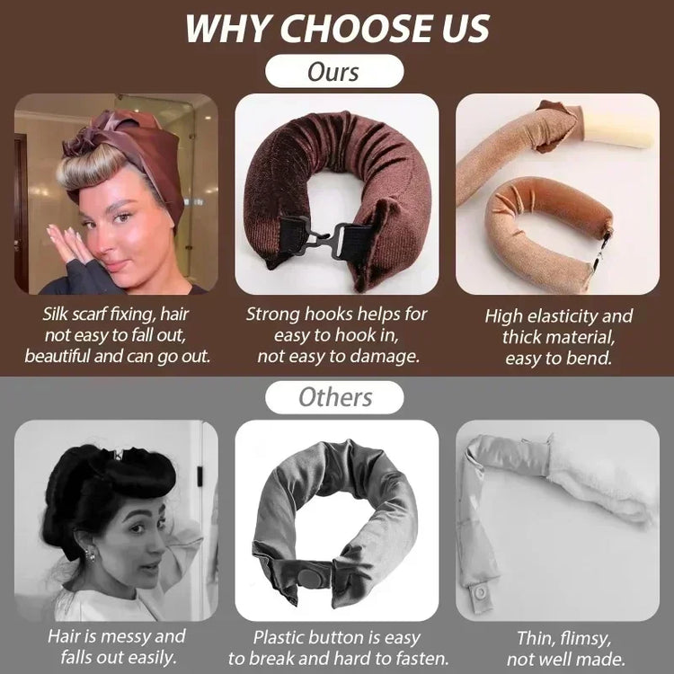 Soft heatless hair curler set with clip and rod