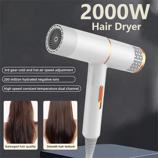 Hair dryer with styling nozzles and accessories