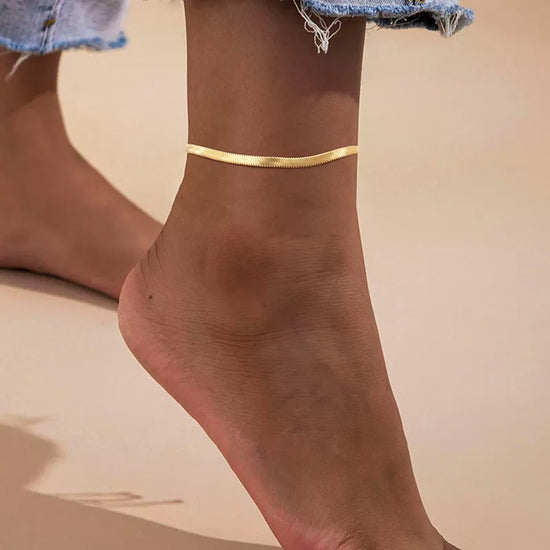 Snake Chain Anklet for Women Girls Adjustable Summer Beach Chain Anklet Bracelet Mother&