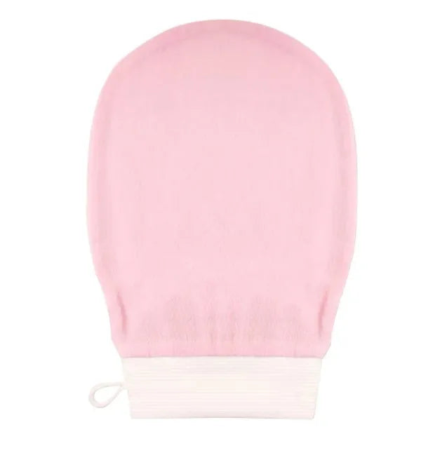 Before and after use of exfoliating glove on dry skin