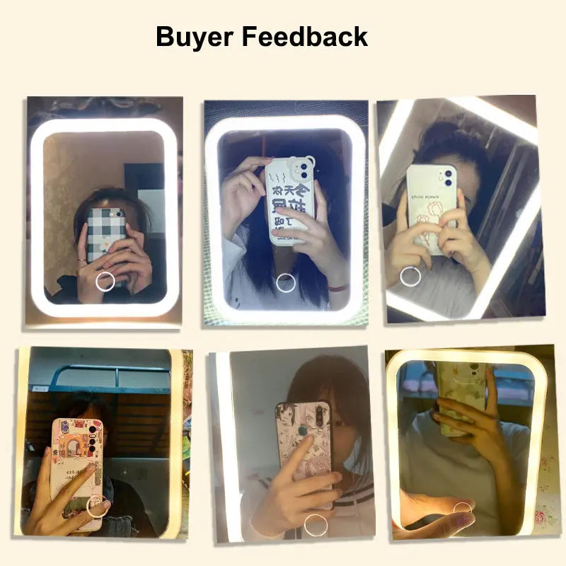 LED vanity mirror with touch screen and USB charging port