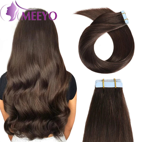 Real Human Hair Straight Tape in Human Hair Extensions Human Hair Extensions 50G/Pack for Women 20 Pcs Brazilian Hair Tape on 