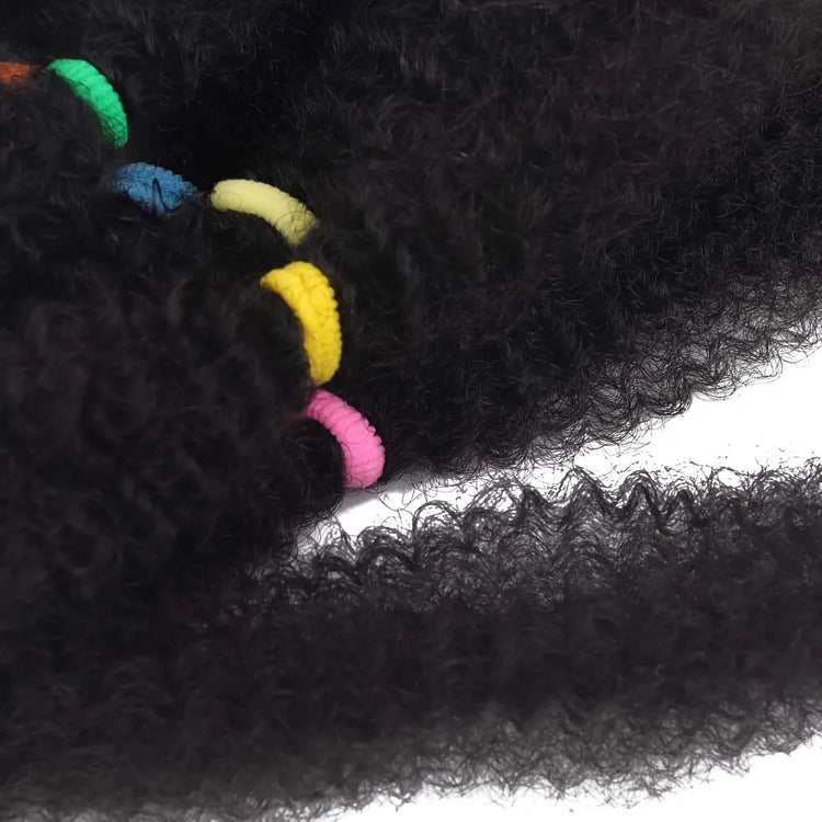 Close-up texture of synthetic curly crochet braiding hair