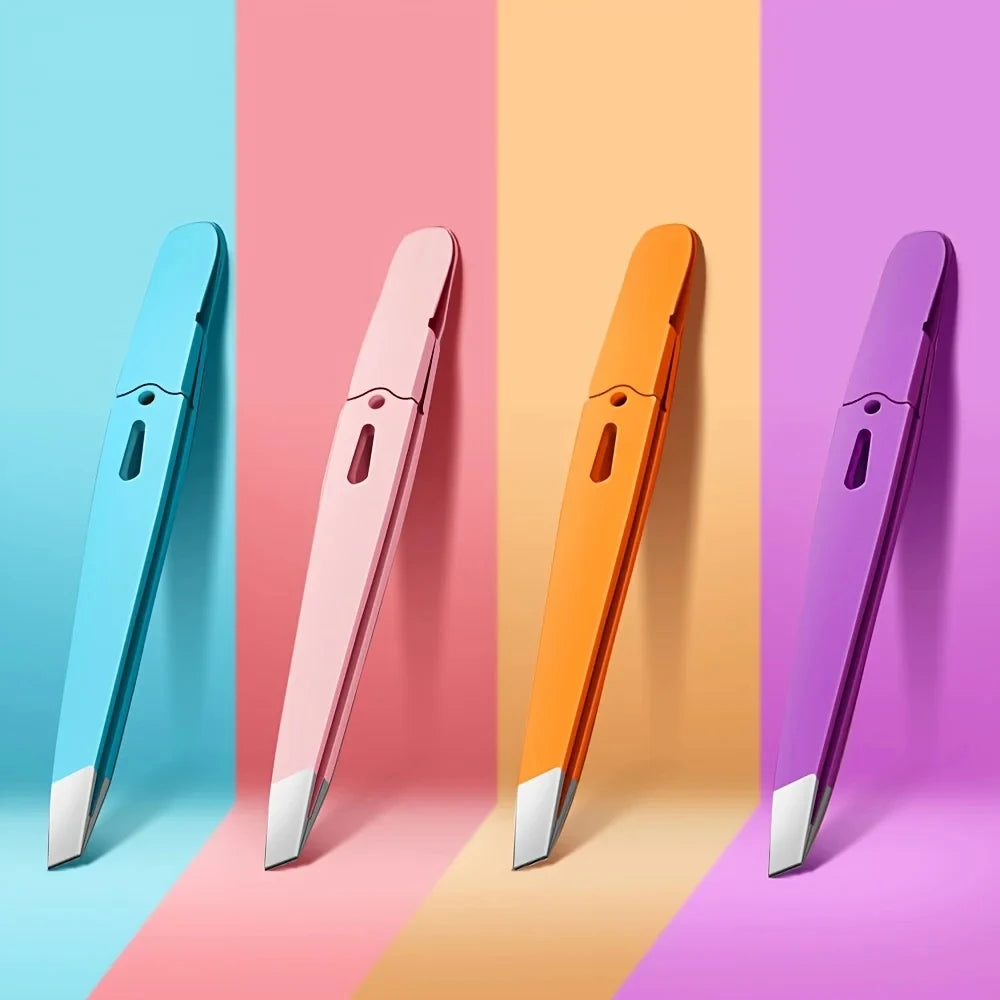 Eyebrow grooming tool with colorful stainless steel tweezers