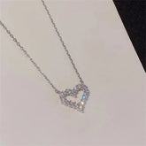 Crystal pendant necklace with romantic heart-shaped zircon design for women’s elegant and trendy fashion.