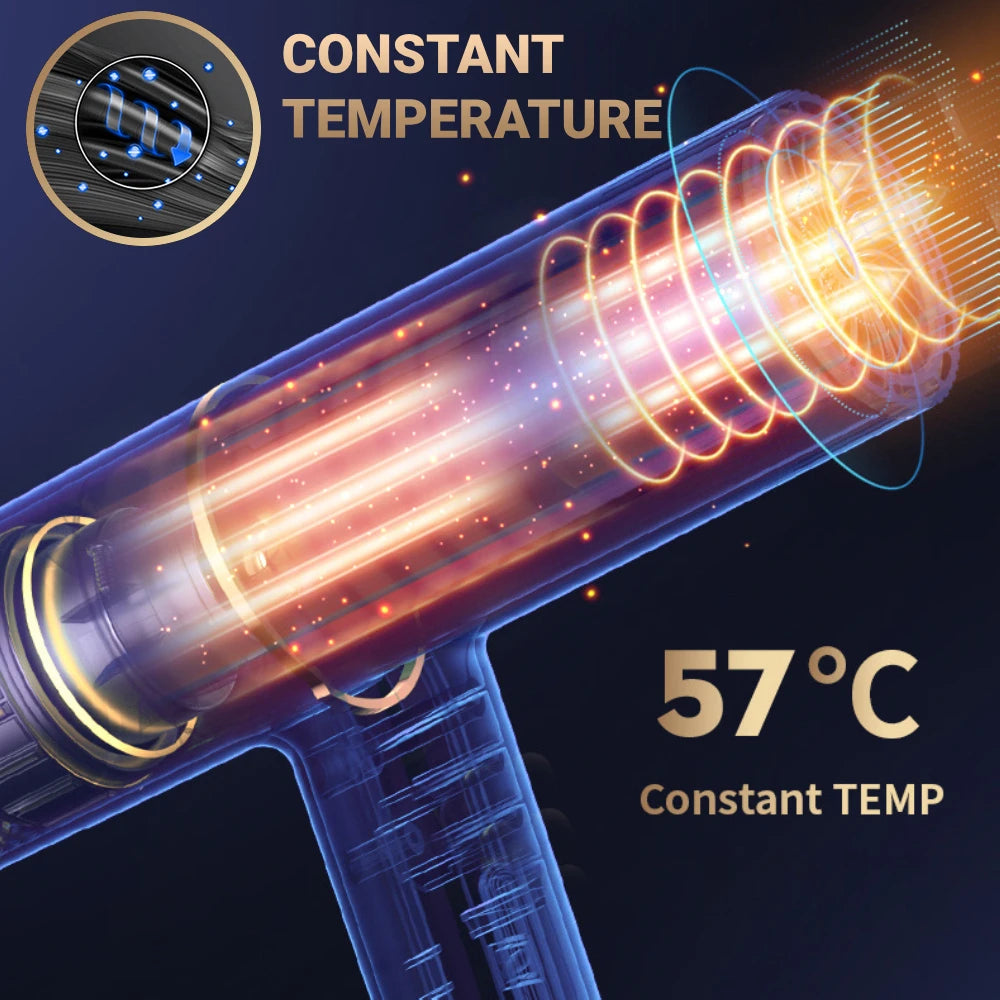 Hair dryer with styling nozzles and accessories