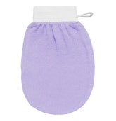 Before and after use of exfoliating glove on dry skin