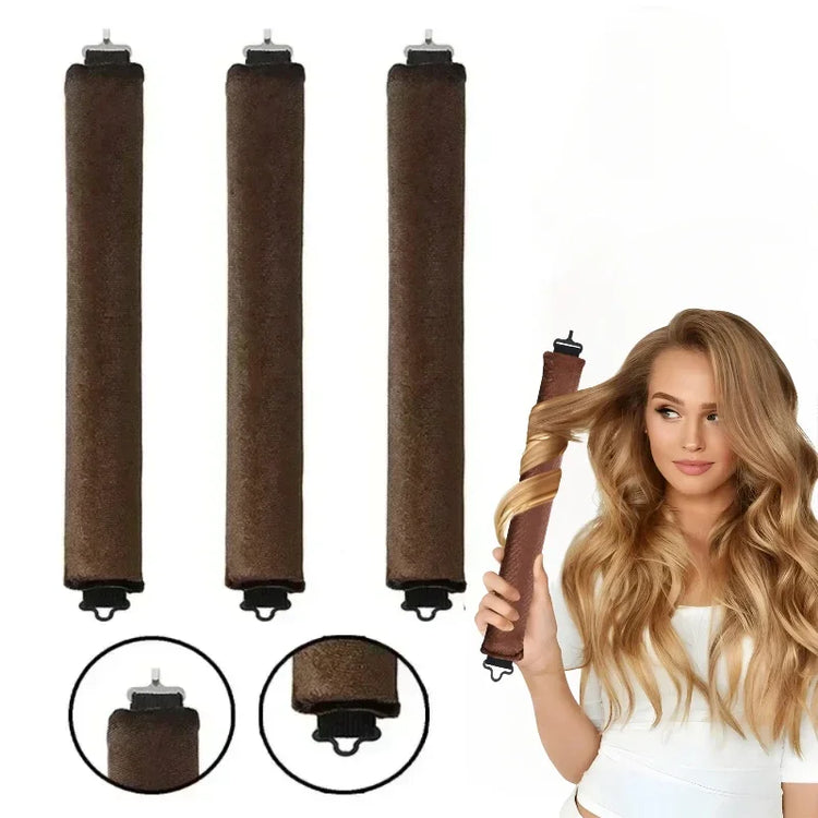 Soft heatless hair curler set with clip and rod