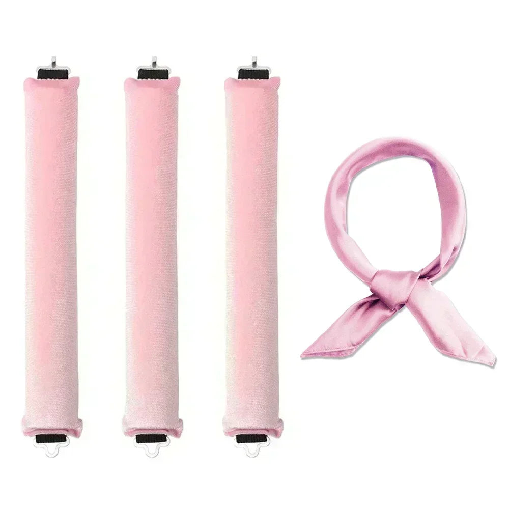 Soft heatless hair curler set with clip and rod