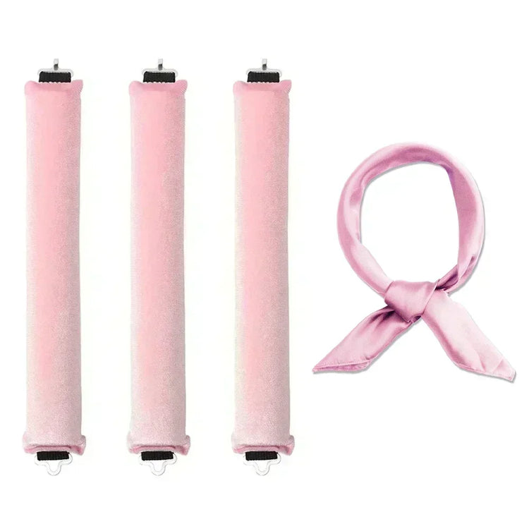 Soft heatless hair curler set with clip and rod