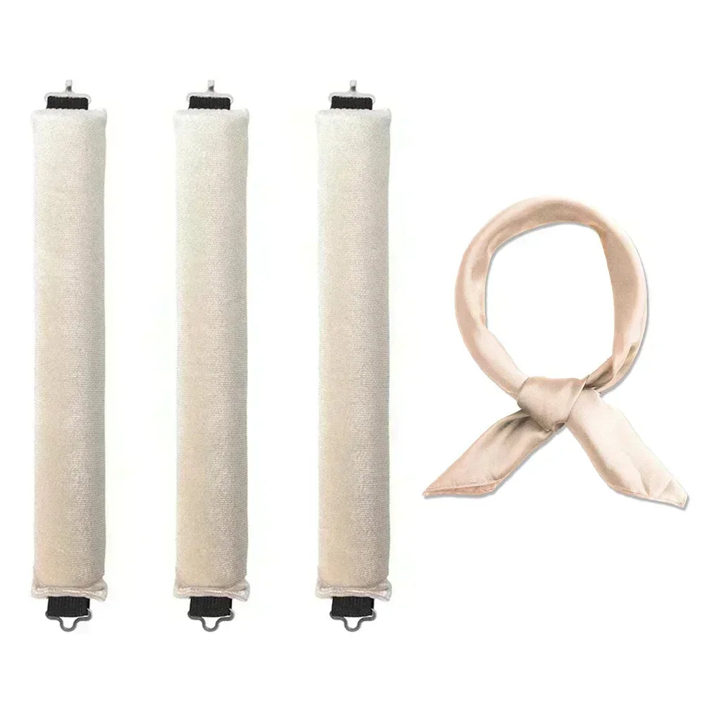 Soft heatless hair curler set with clip and rod