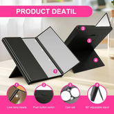 Portable compact mirror for travel with adjustable stand