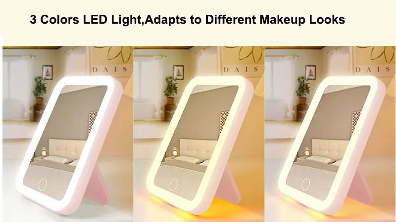 USB rechargeable LED vanity mirror with 3 brightness settings