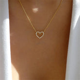 Crystal pendant necklace with romantic heart-shaped zircon design for women’s elegant and trendy fashion.