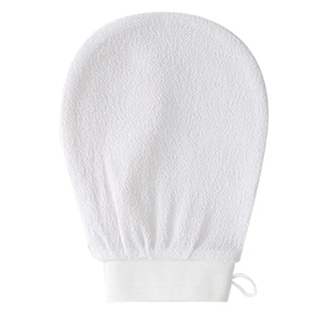 Before and after use of exfoliating glove on dry skin