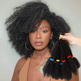 Woman with ombre 12 inch curly crochet hair extension