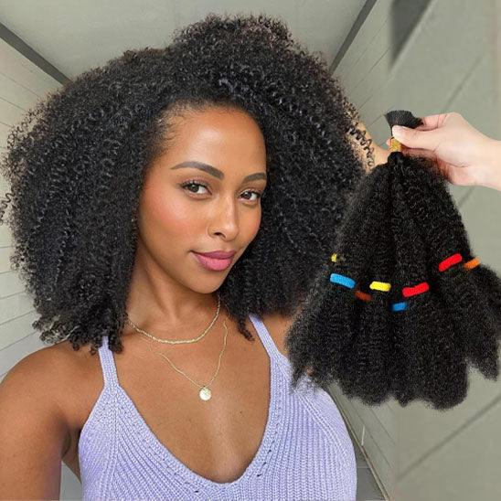 Woman with ombre 12 inch curly crochet hair extension