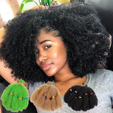 Woman with ombre 12 inch curly crochet hair extension